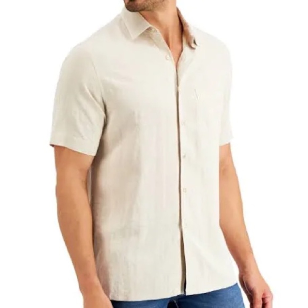 NWT Club Room Silk Wicker Stone Wall Short Sleeve Shirt Men's Size XL $65